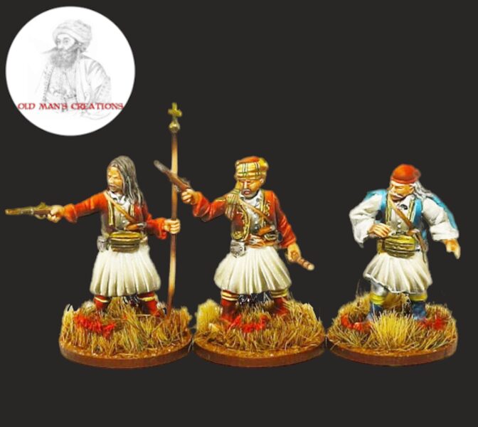 GWI002 Nikitaras with Greek Rebels command group 28mm Resin miniatures