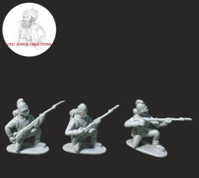 GWI013 3 Greek Regulars kneeling in 1826 uniform 28mm Resin miniature